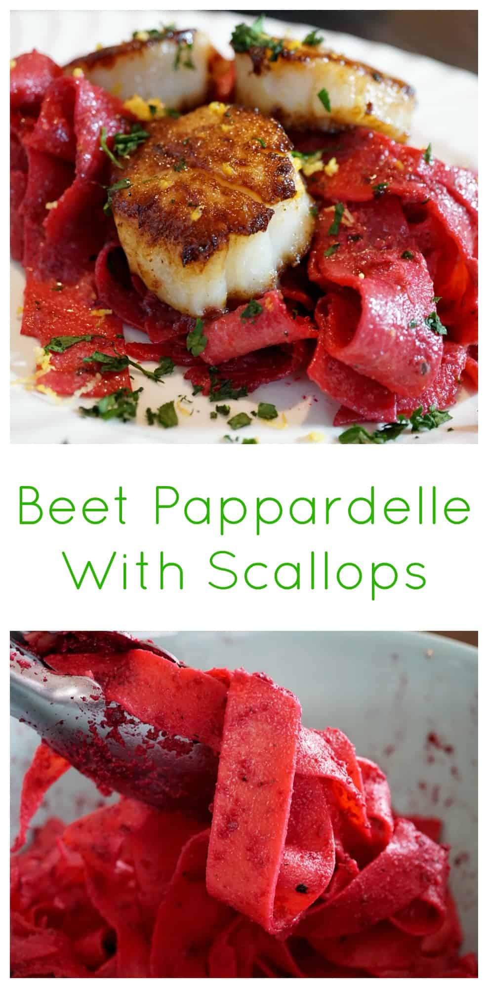 Beet Pappardelle With Scallops
