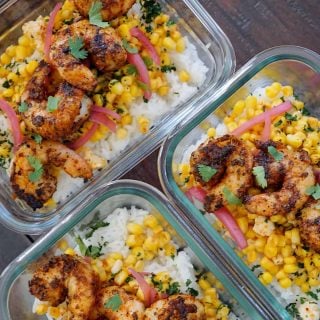 Three Blackened Shrimp Taco Bowls