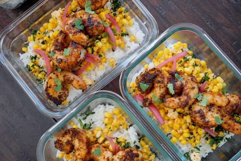 Three Blackened Shrimp Taco Bowls