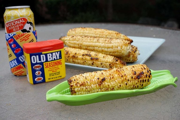 Grilled corn with old bay and natty boh