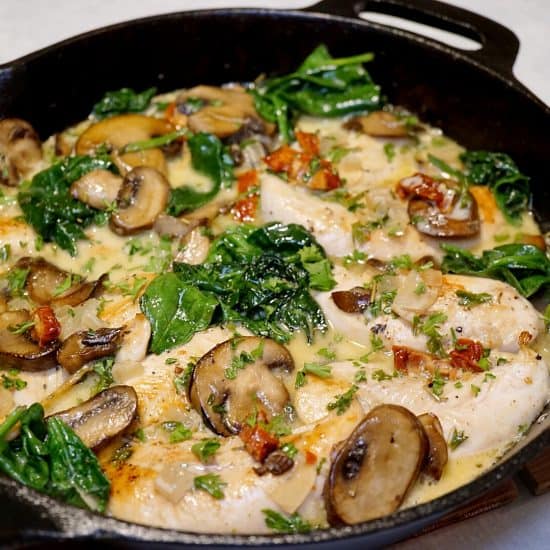 One Pan Skillet Chicken With Creamy Mushroom Sauce JZ Eats