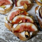 Close up of fig and goat cheese toasts