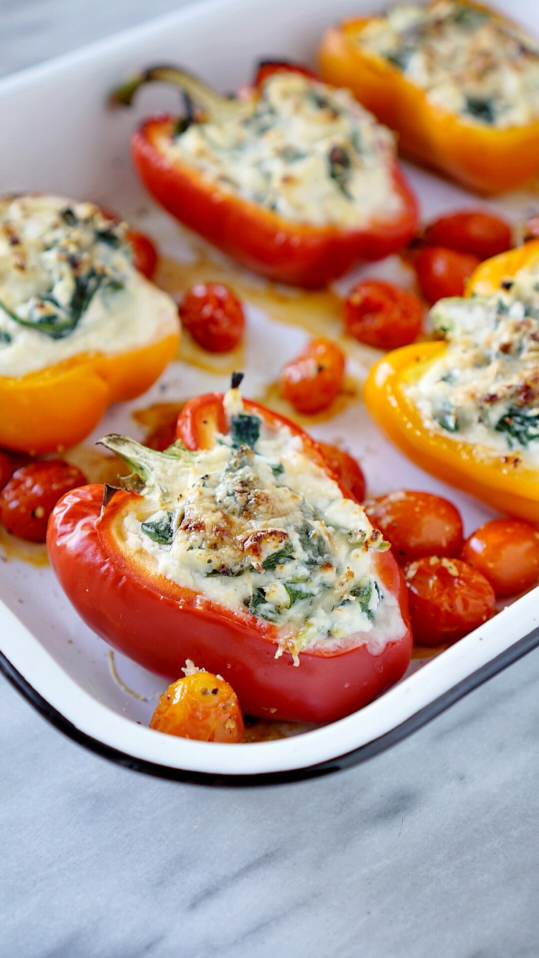 Vegetarian Stuffed Peppers With Spinach And Ricotta