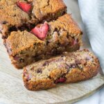 banana bread on a wooden tray