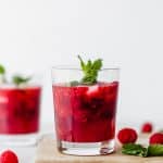 raspberry mojito in a short glass