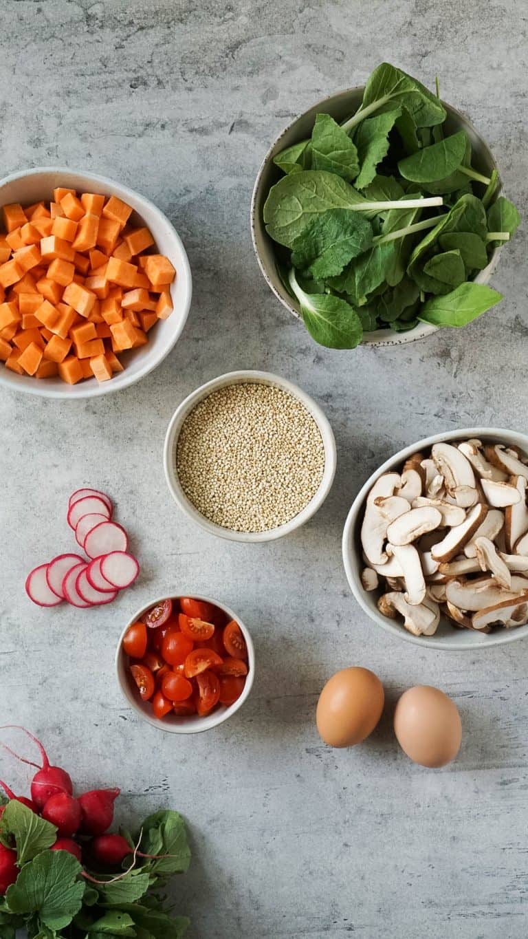 ingredients for quinoa breakfast bowls