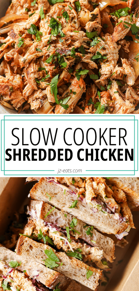 slow cooker shredded chicken pinterest pin