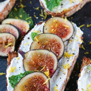 fig toast on a slate board