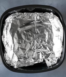 air fryer basket lined with foil