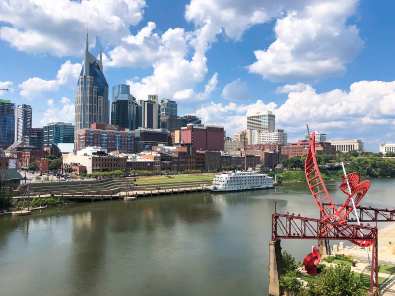 view from the pedestrian bridge in nashville