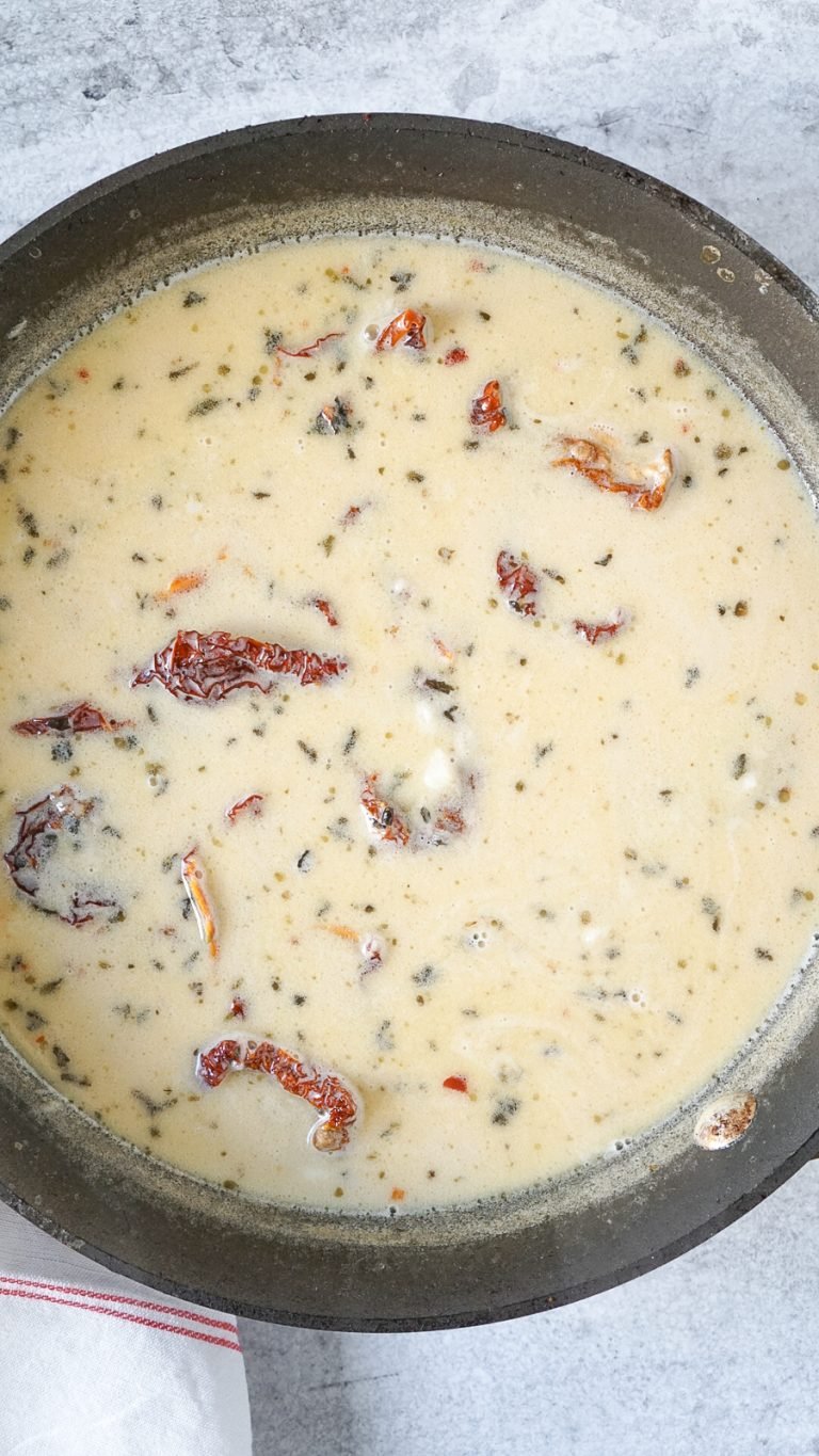 cream sauce in a pan