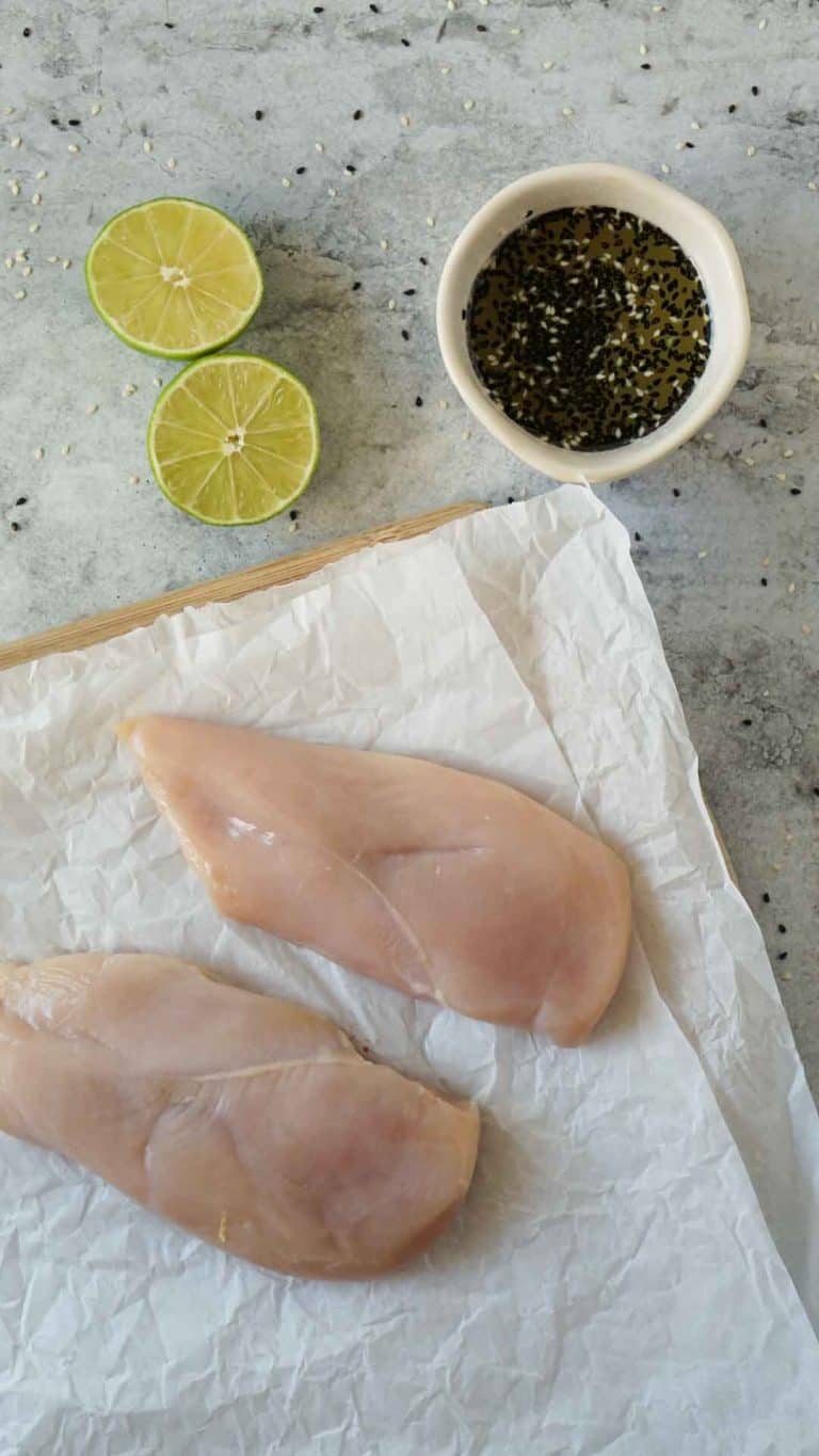 chicken, limes, and sesame ginger marinade