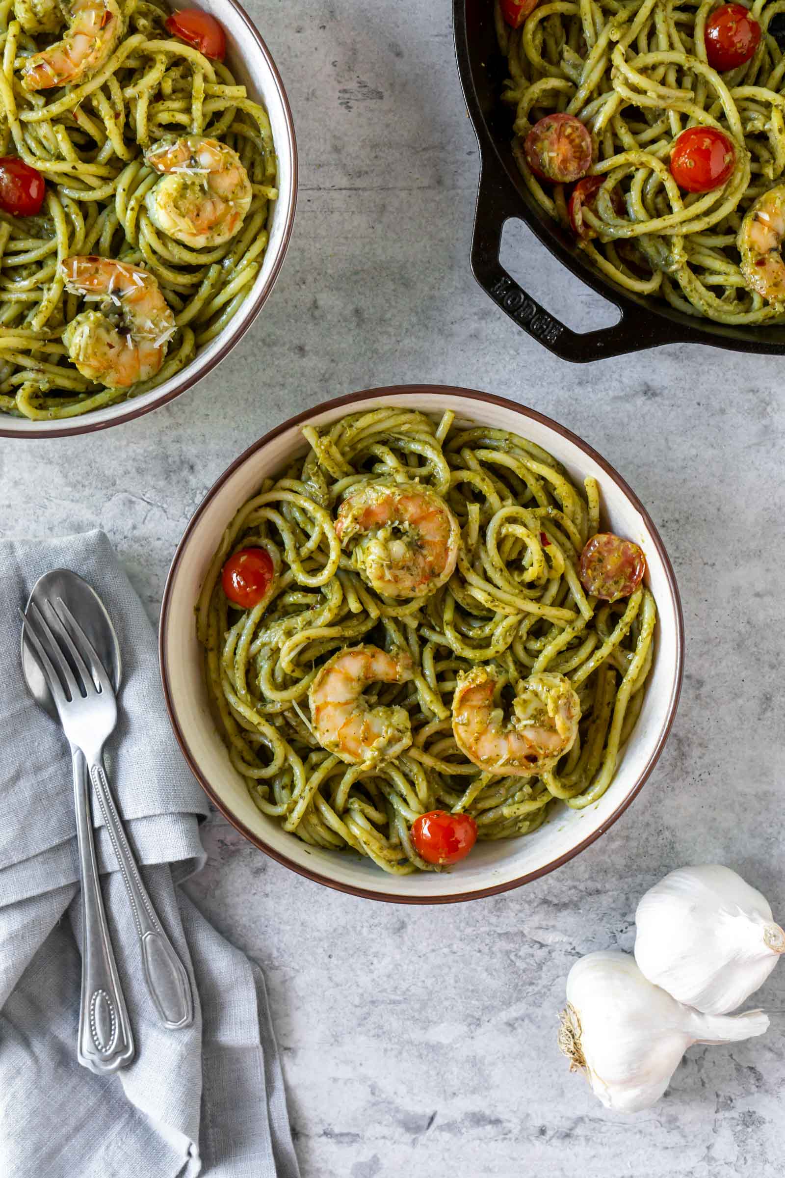Creamy Basil Pesto Shrimp Pasta (ready in 30 minutes!) JZ Eats