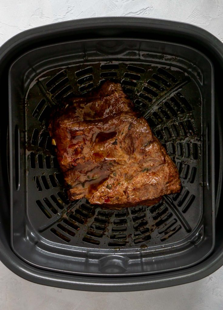 flank steak in the air fryer basket
