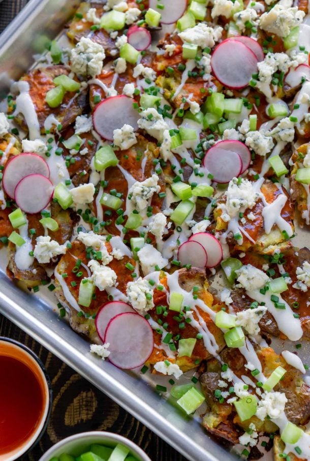 Crispy Smashed Potatoes Loaded Nachos - JZ Eats