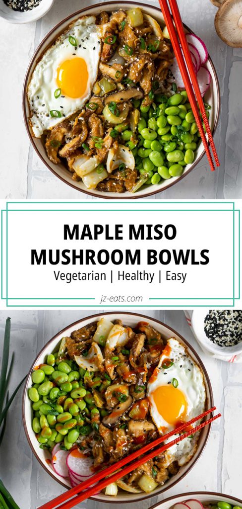 Maple Miso Mushroom Rice Bowls (Vegetarian) - JZ Eats