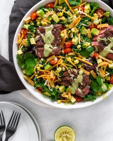Tex-Mex Flank Steak Salad With Avocado Lime Dressing