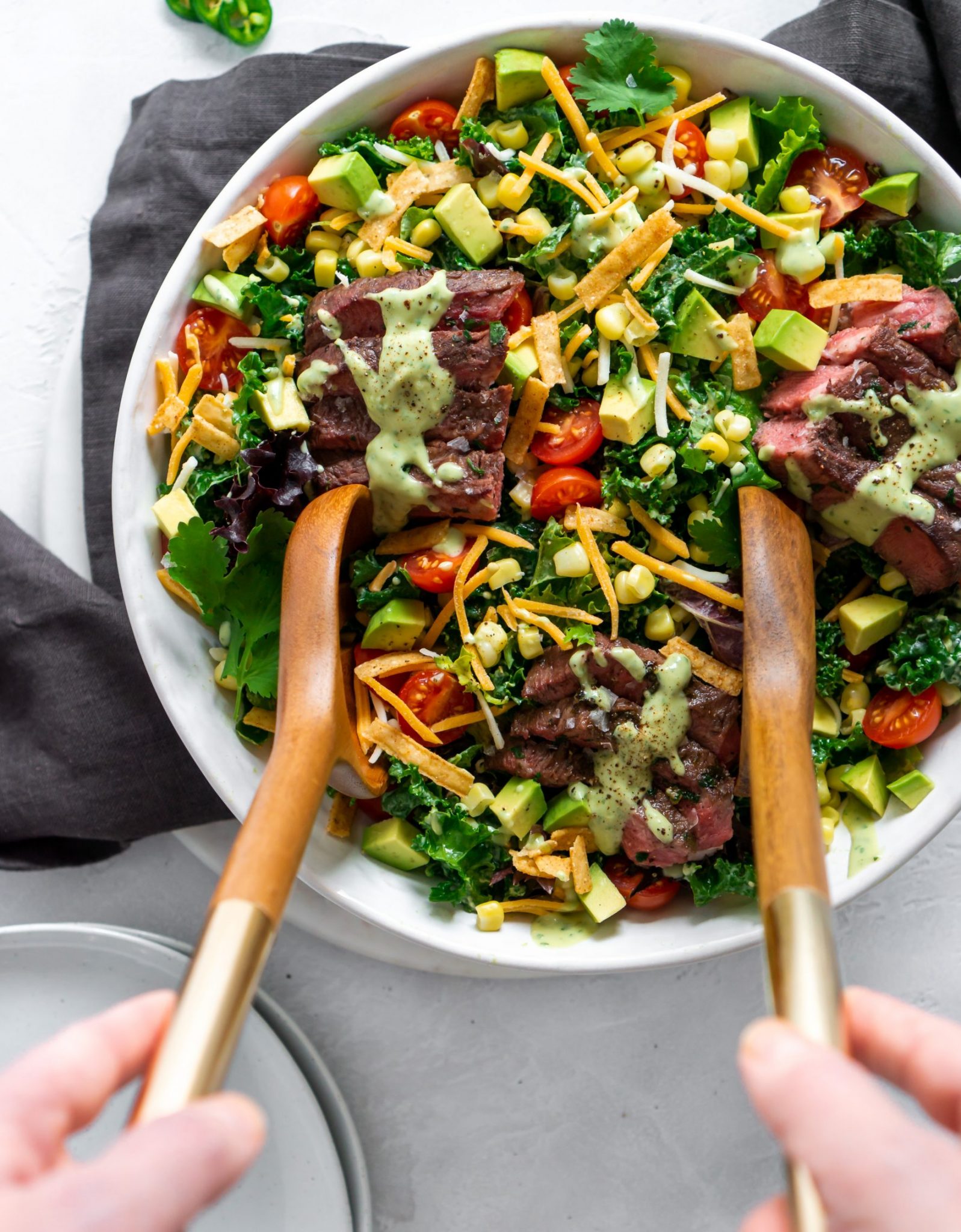 TexMex Flank Steak Salad With Avocado Lime Dressing JZ Eats