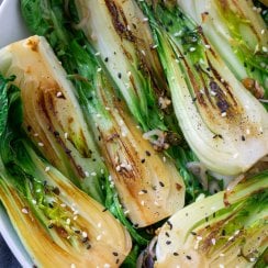 cooked bok choy in a white bowl
