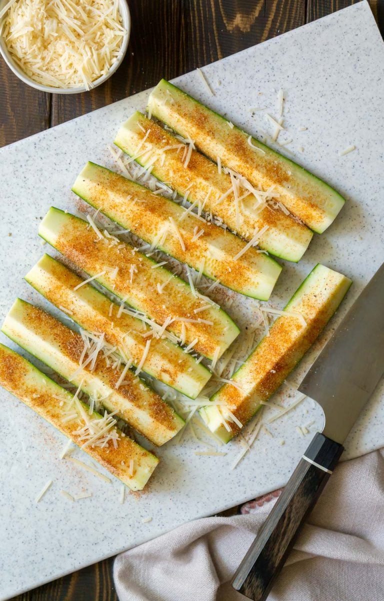 Parmesan Air Fryer Zucchini (ready in less than 10 minutes!) - JZ Eats