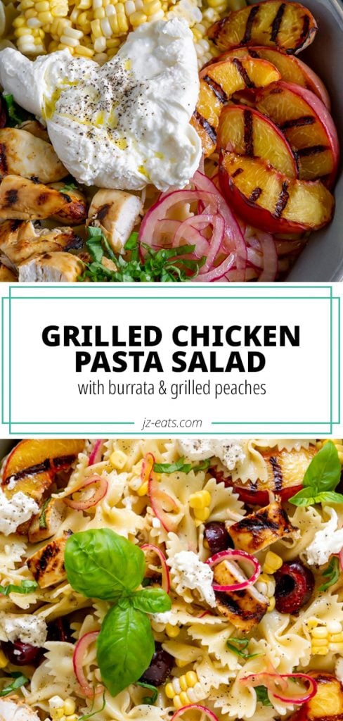 grilled chicken pasta salad long pin
