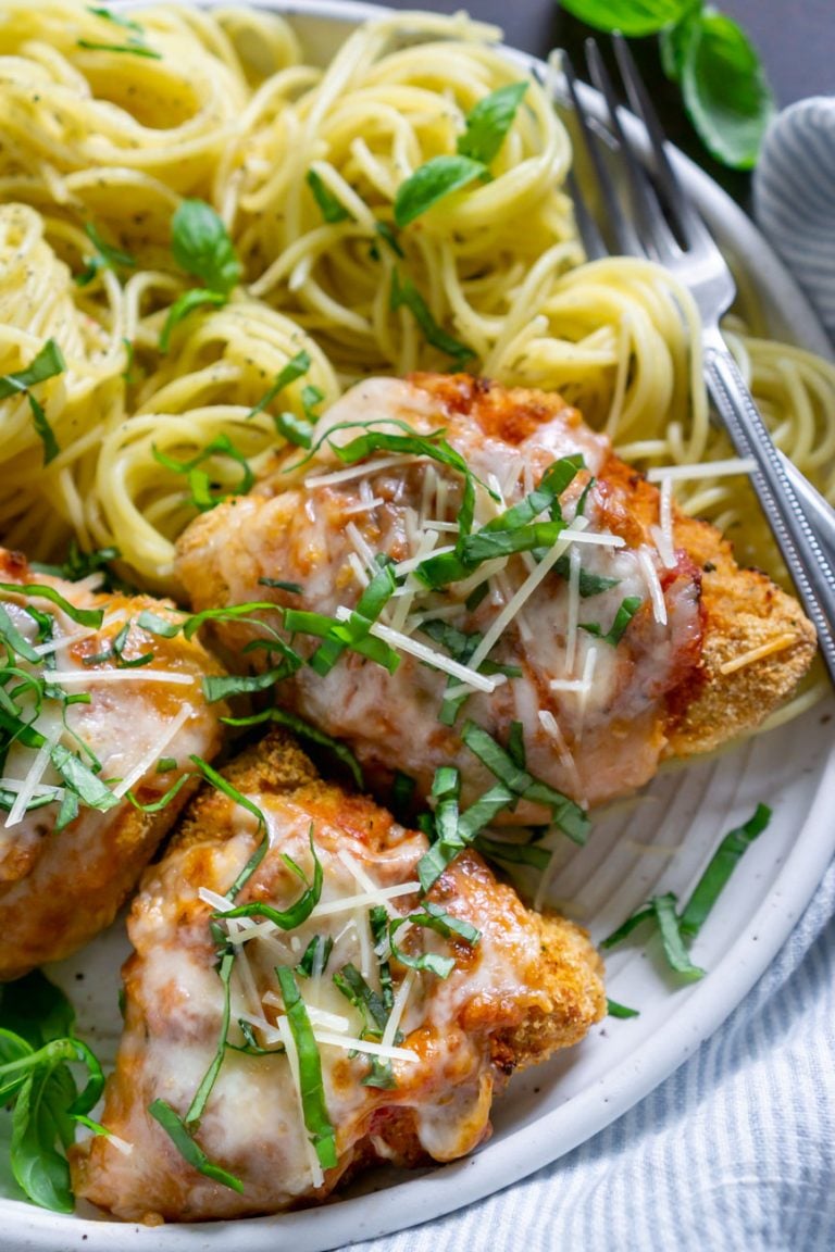 air fryer chicken parmesan with spaghetti