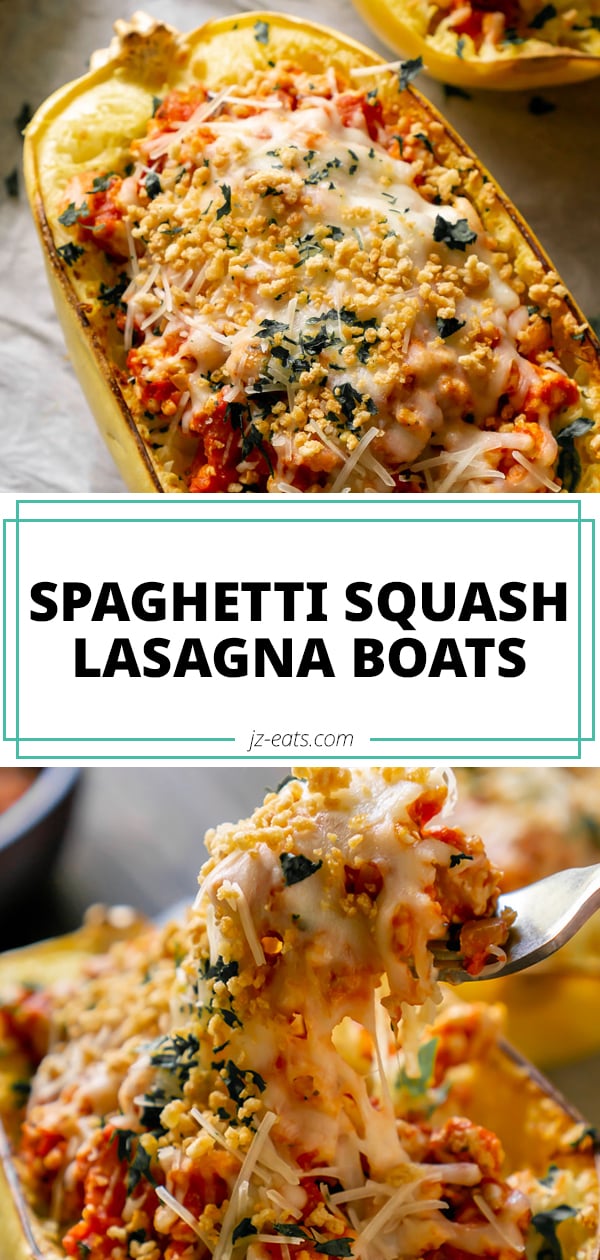 Spaghetti Squash Lasagna Boats - JZ Eats