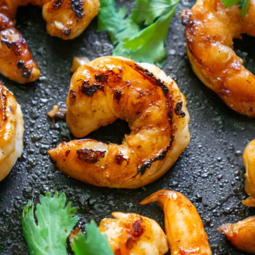 honey garlic shrimp with cilantro