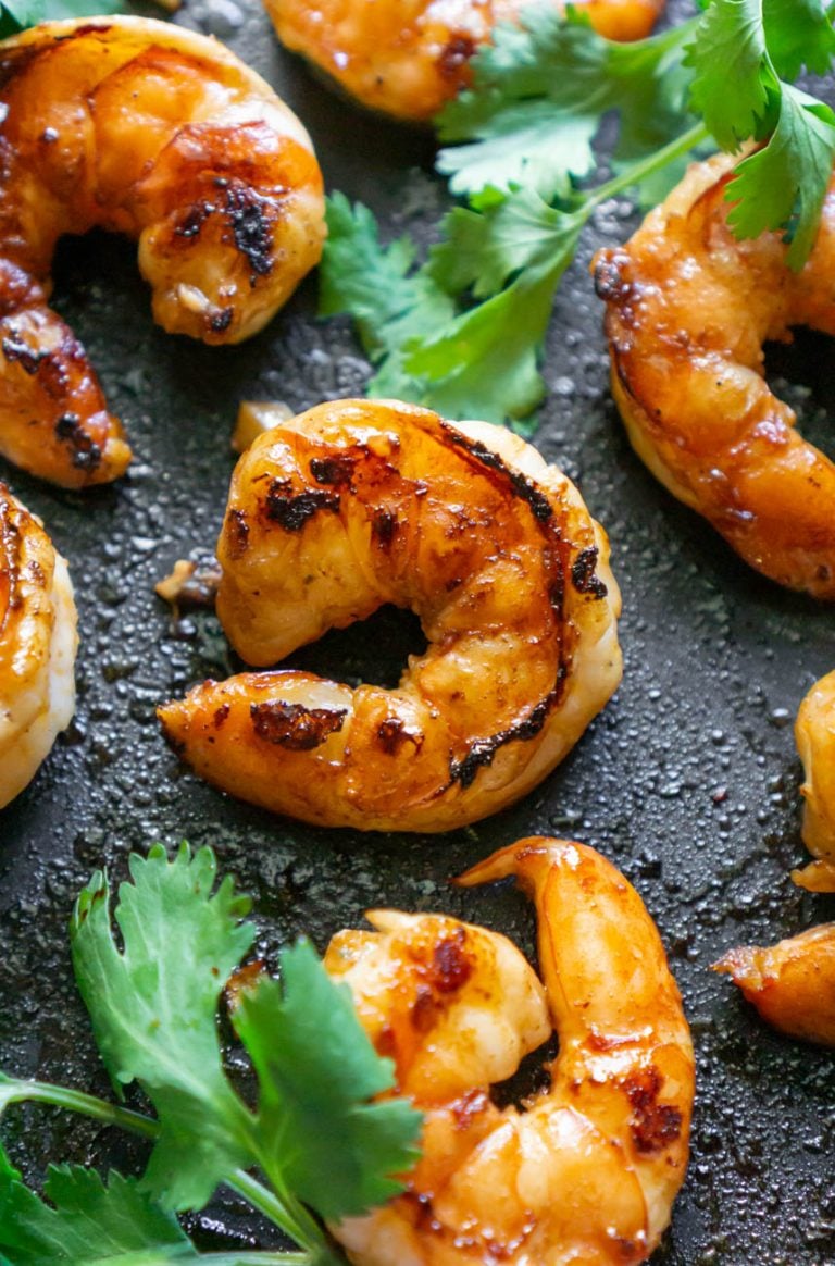 honey garlic shrimp with cilantro