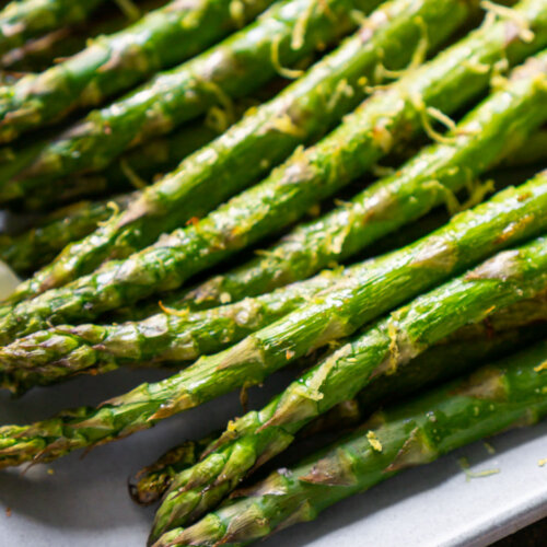 asparagus on a white plate