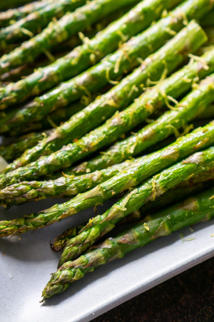 asparagus on a white plate