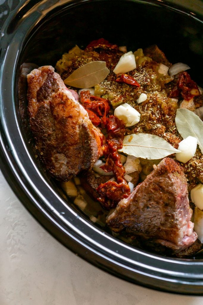 ingredients in a slow cooker