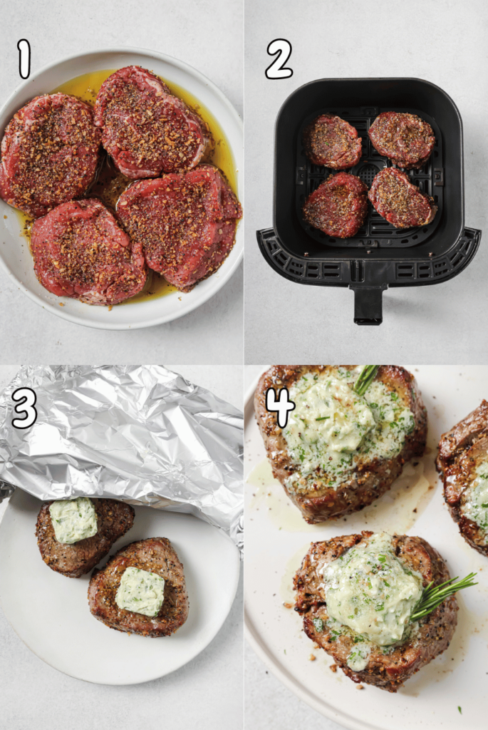 steps for how to make air fryer filet mignon