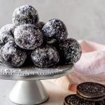 oreo cookie balls on a cake stand