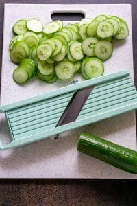 sliced cucumbers and mondolin