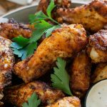 air fryer lemon pepper wings with parsley and ranch dressing