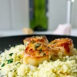 seared scallops over moroccan couscous