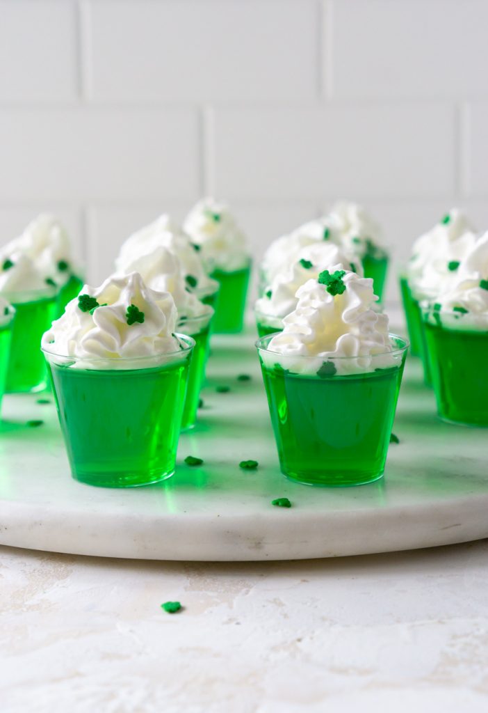 st patricks jello shots with whipped cream