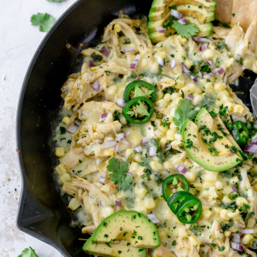 skillet enchiladas in a cast iron pan