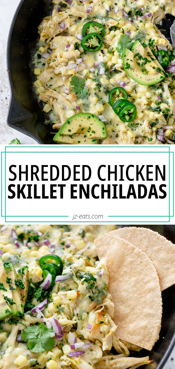 One Pan Skillet Enchiladas With Shredded Chicken