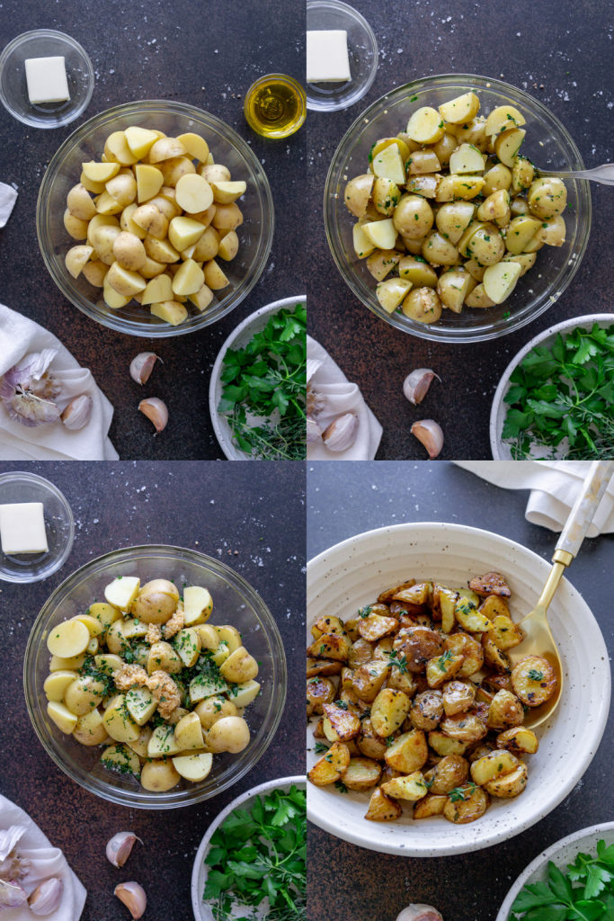 steps to make roasted garlic potatoes