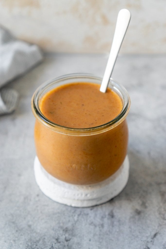 coconut curry sauce in a glass jar