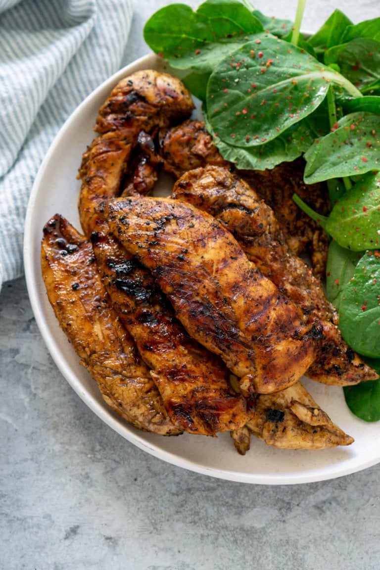 honey balsamic chicken on a plate with salad