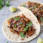 leftover turkey tacos with lime wedges