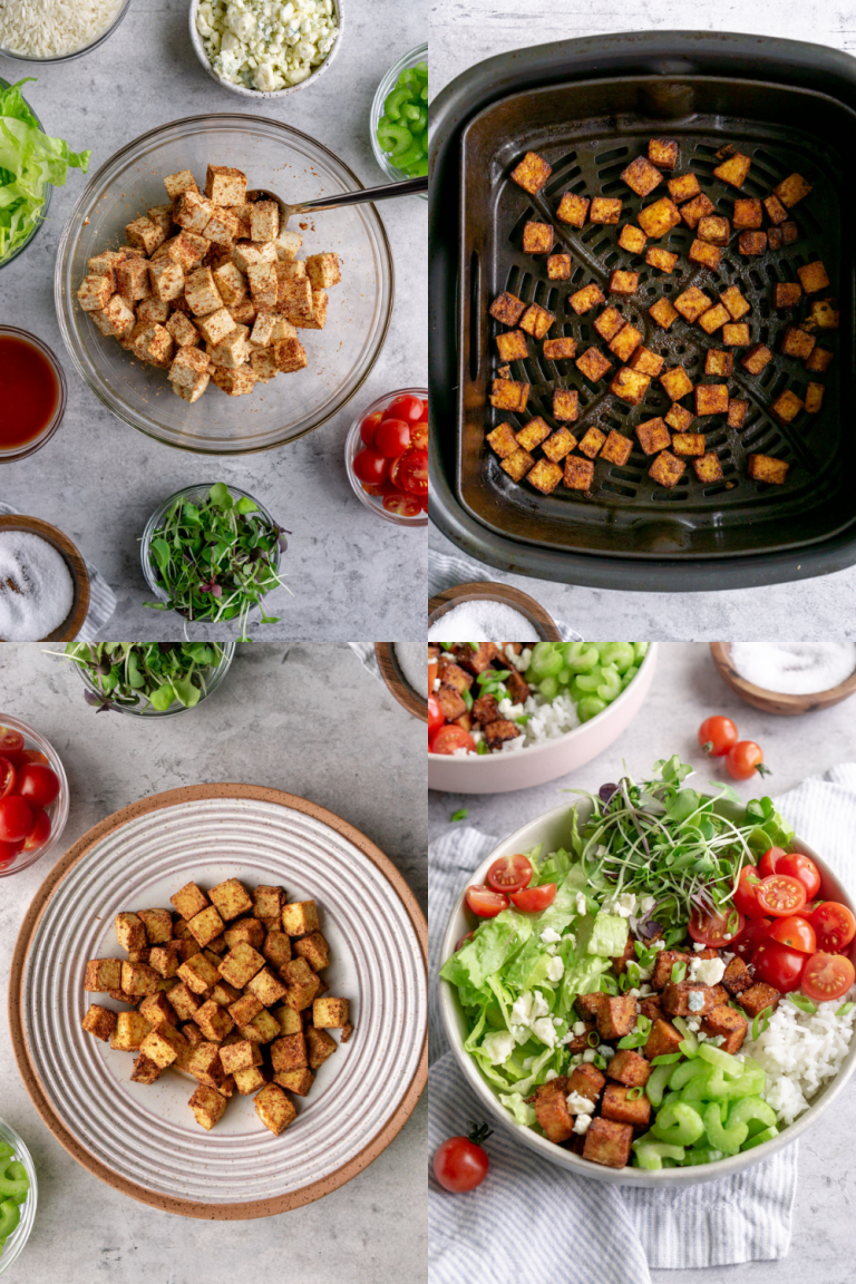Buffalo Tofu Bowls (Air Fryer & Oven Instructions)