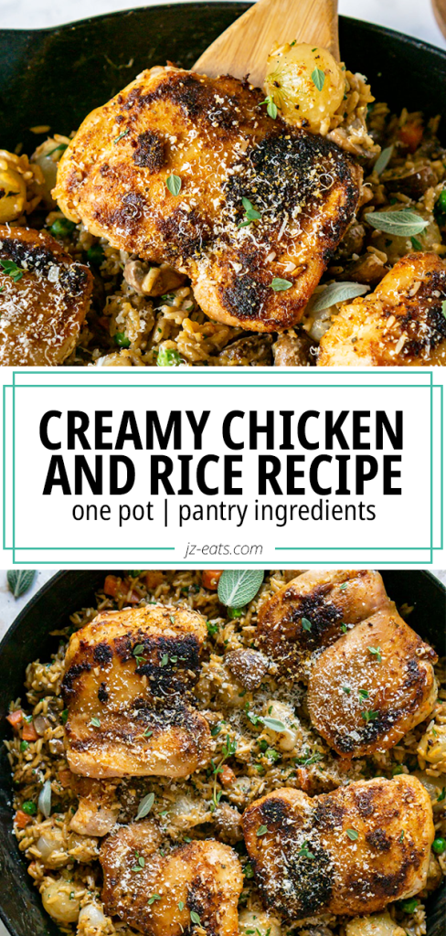 creamy chicken and rice long pinterest pin