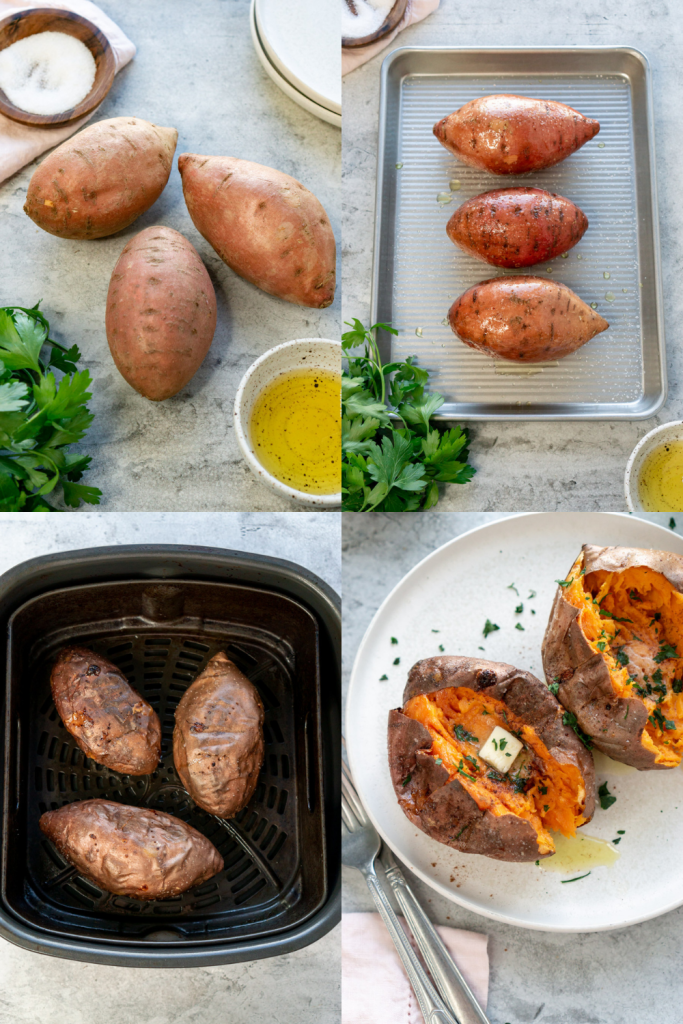 steps to make air fryer baked sweet potato