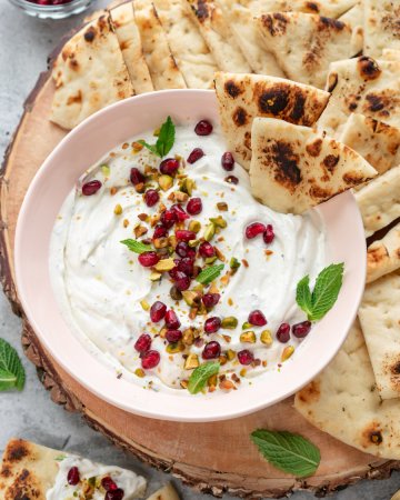 Labneh Dip Recipe with Pomegranate and Pistachios