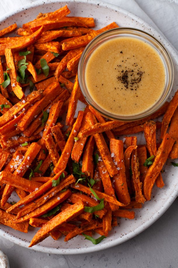 Baked Sweet Potato Fries With Tahini Dipping Sauce