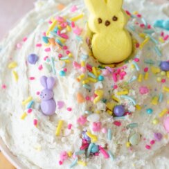 dunkaroo dip in a bowl with a yellow peep